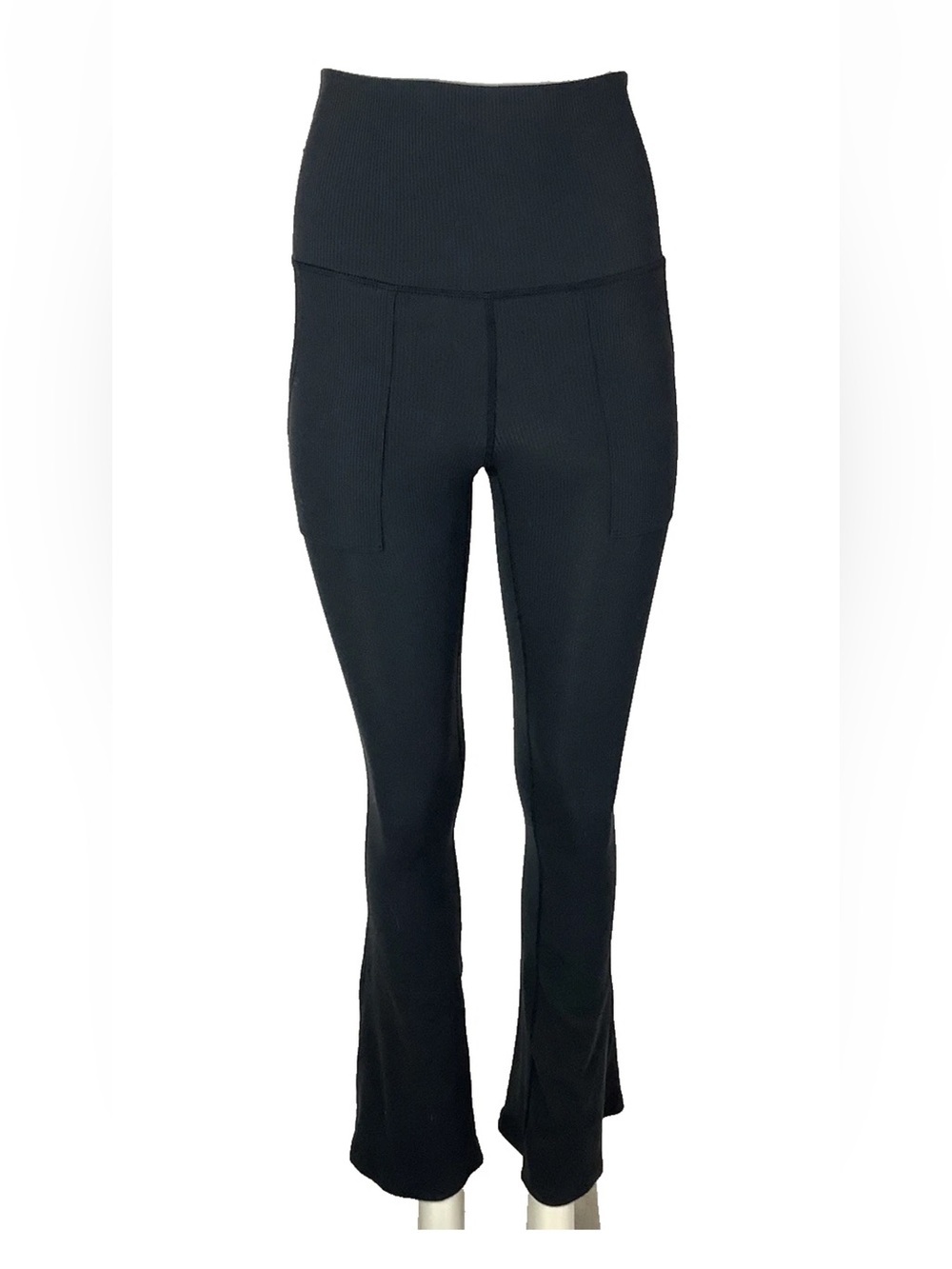 Offline by Aerie Sz S High Waisted Ribbed Flare Pull On Yoga Leggings Black